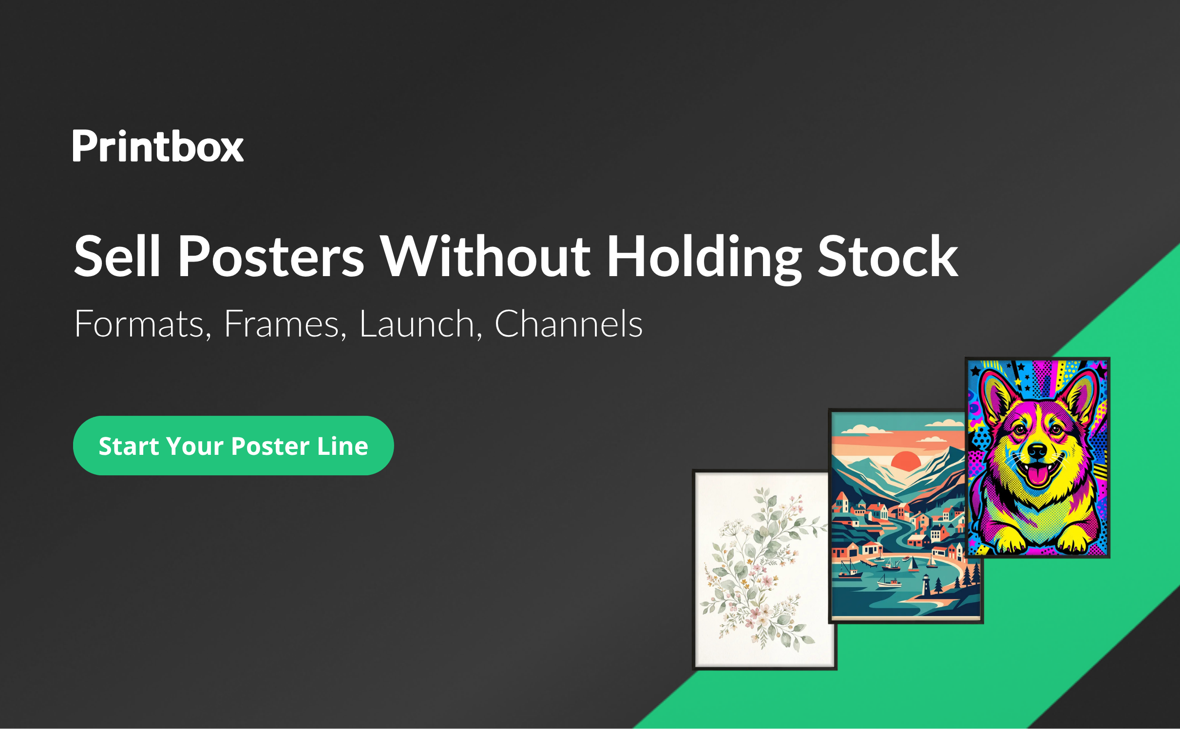 How to sell print-on-demand posters: three framed posters in different styles