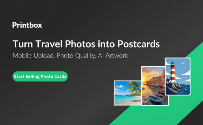 Custom photo and travel postcards: beach, seaside town and lighthouse