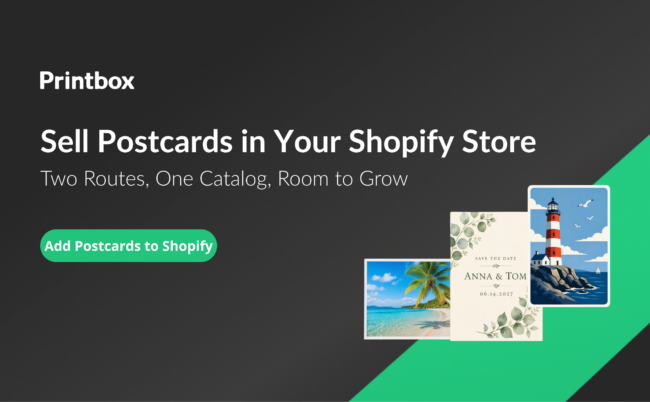Selling print-on-demand postcards on Shopify: beach, save the date and lighthouse postcards